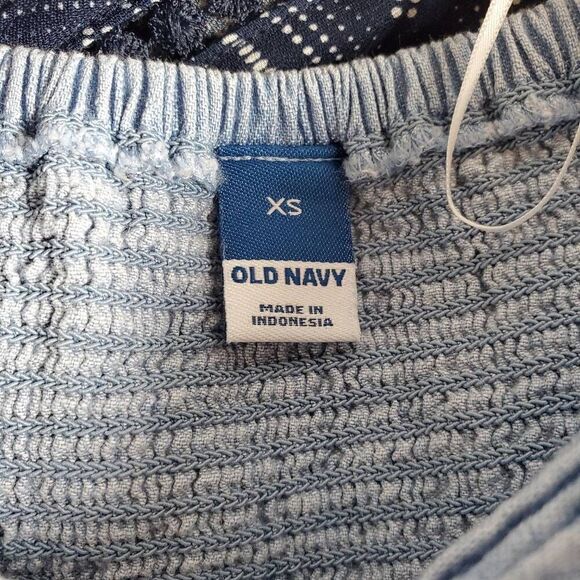 Old Navy Women’s Light Blue Puff Sleeve Peplum Top XS Cotton Blouse Square Neck - Picture 5 of 7